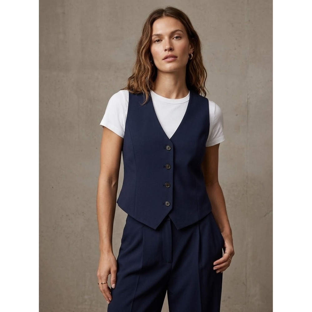 Babaton Aritzia Navy Blue Tailored Waistcoat Vest 00 108974 V-Neck Suit Vest